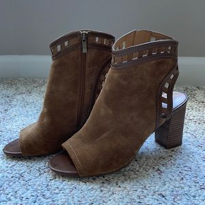 Peep Toe Suede Booties